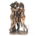 Handicraft indoor life size art nude woman lady statue bronze three graces sculpture